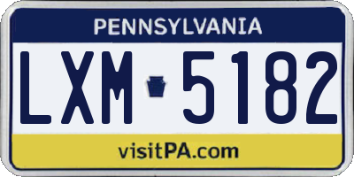 PA license plate LXM5182