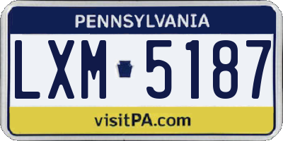 PA license plate LXM5187