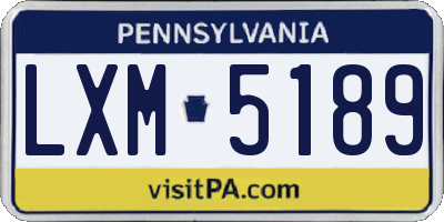 PA license plate LXM5189