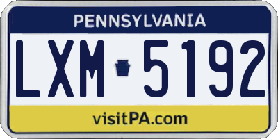PA license plate LXM5192