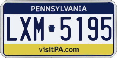 PA license plate LXM5195