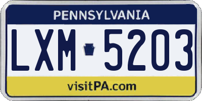 PA license plate LXM5203