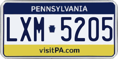 PA license plate LXM5205