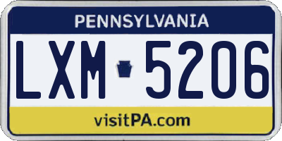 PA license plate LXM5206