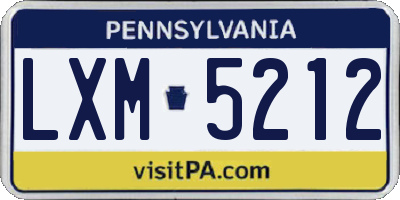 PA license plate LXM5212