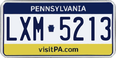 PA license plate LXM5213