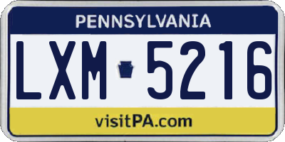 PA license plate LXM5216