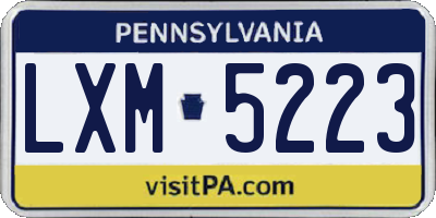 PA license plate LXM5223