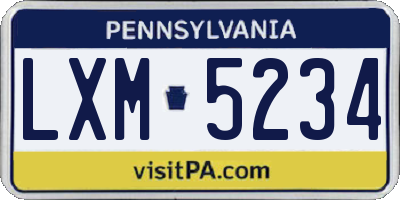PA license plate LXM5234