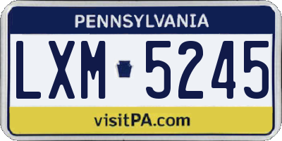 PA license plate LXM5245