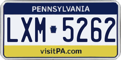 PA license plate LXM5262