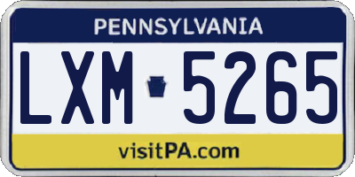 PA license plate LXM5265