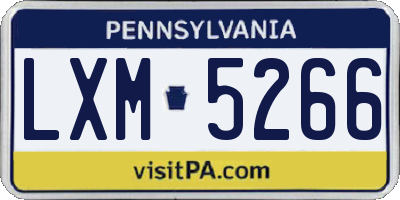 PA license plate LXM5266