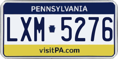 PA license plate LXM5276