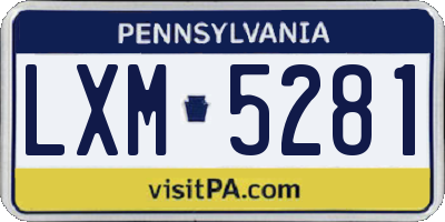 PA license plate LXM5281