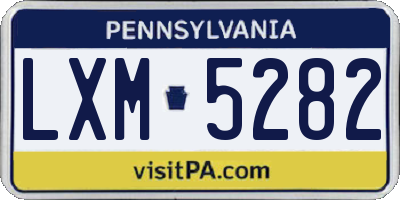 PA license plate LXM5282