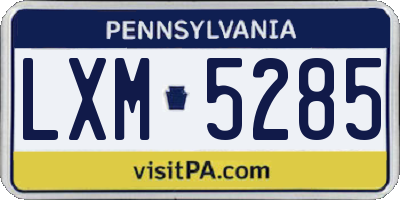 PA license plate LXM5285