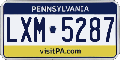 PA license plate LXM5287