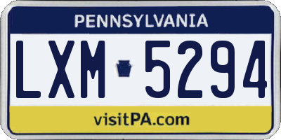 PA license plate LXM5294