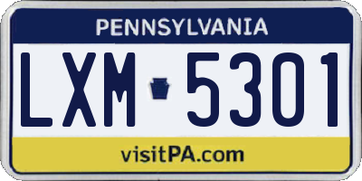 PA license plate LXM5301