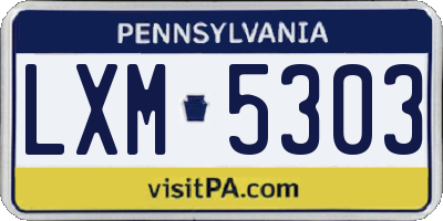 PA license plate LXM5303