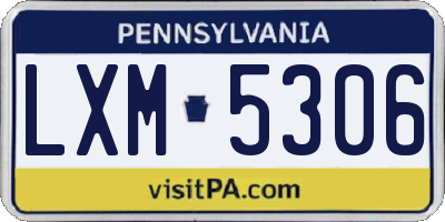 PA license plate LXM5306