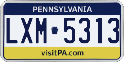PA license plate LXM5313