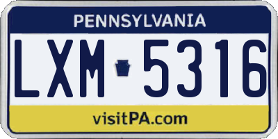 PA license plate LXM5316