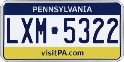 PA license plate LXM5322