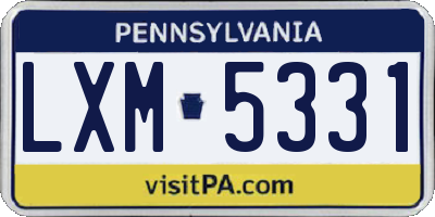 PA license plate LXM5331