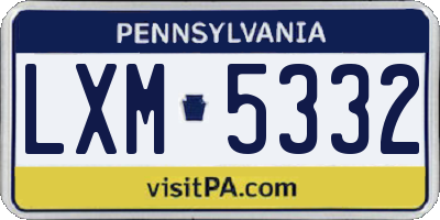 PA license plate LXM5332
