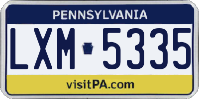 PA license plate LXM5335