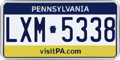 PA license plate LXM5338