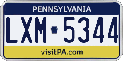 PA license plate LXM5344