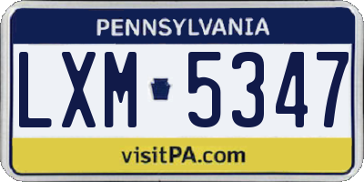 PA license plate LXM5347