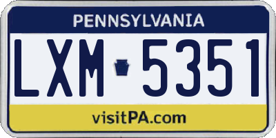PA license plate LXM5351