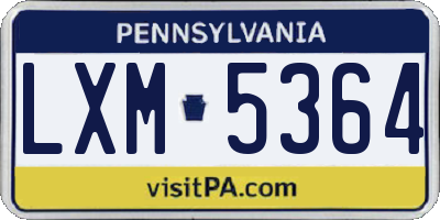 PA license plate LXM5364