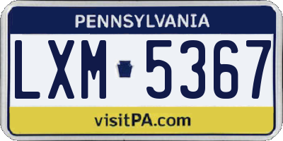 PA license plate LXM5367