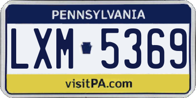 PA license plate LXM5369