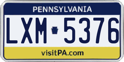 PA license plate LXM5376