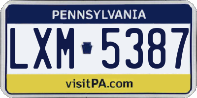 PA license plate LXM5387