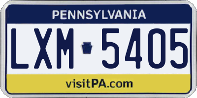 PA license plate LXM5405