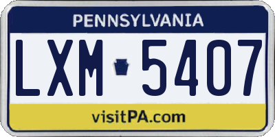 PA license plate LXM5407