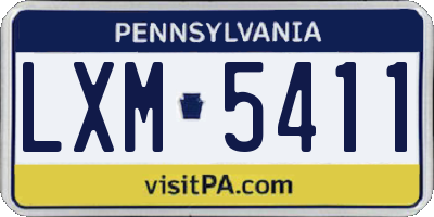 PA license plate LXM5411