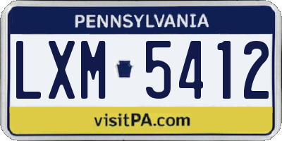 PA license plate LXM5412