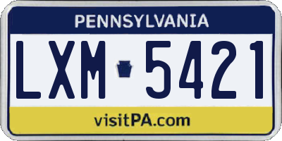 PA license plate LXM5421