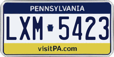 PA license plate LXM5423