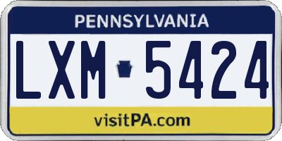 PA license plate LXM5424