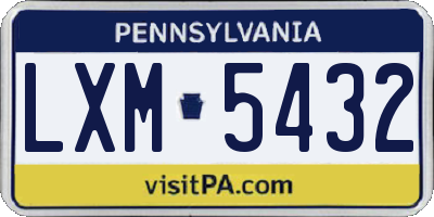 PA license plate LXM5432