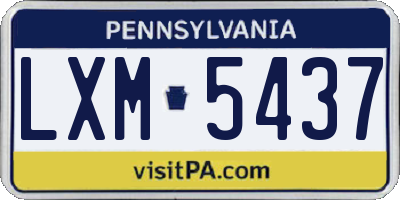 PA license plate LXM5437